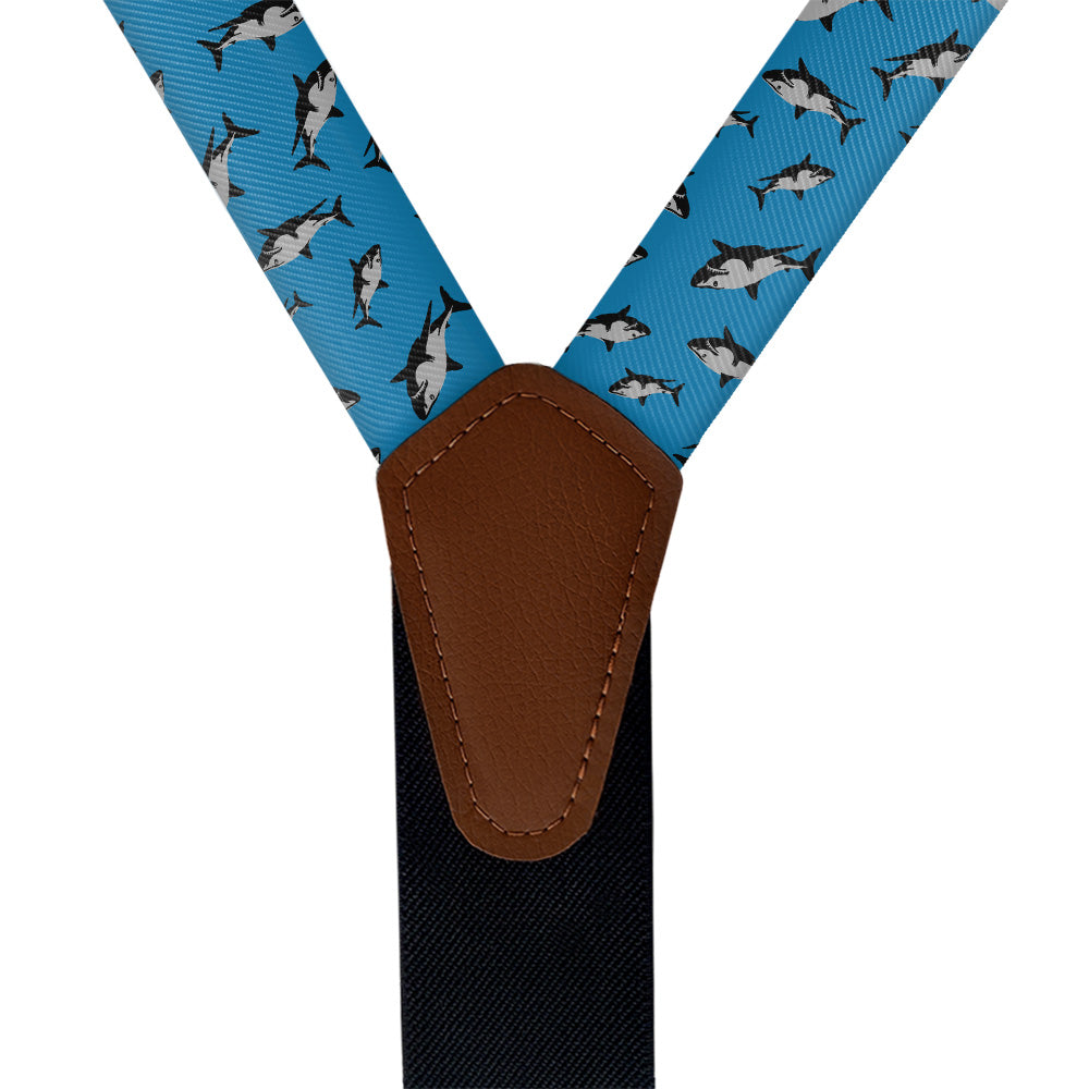 Sharks Suspenders - Vegan Leather Y-Back - Knotty Tie Co.