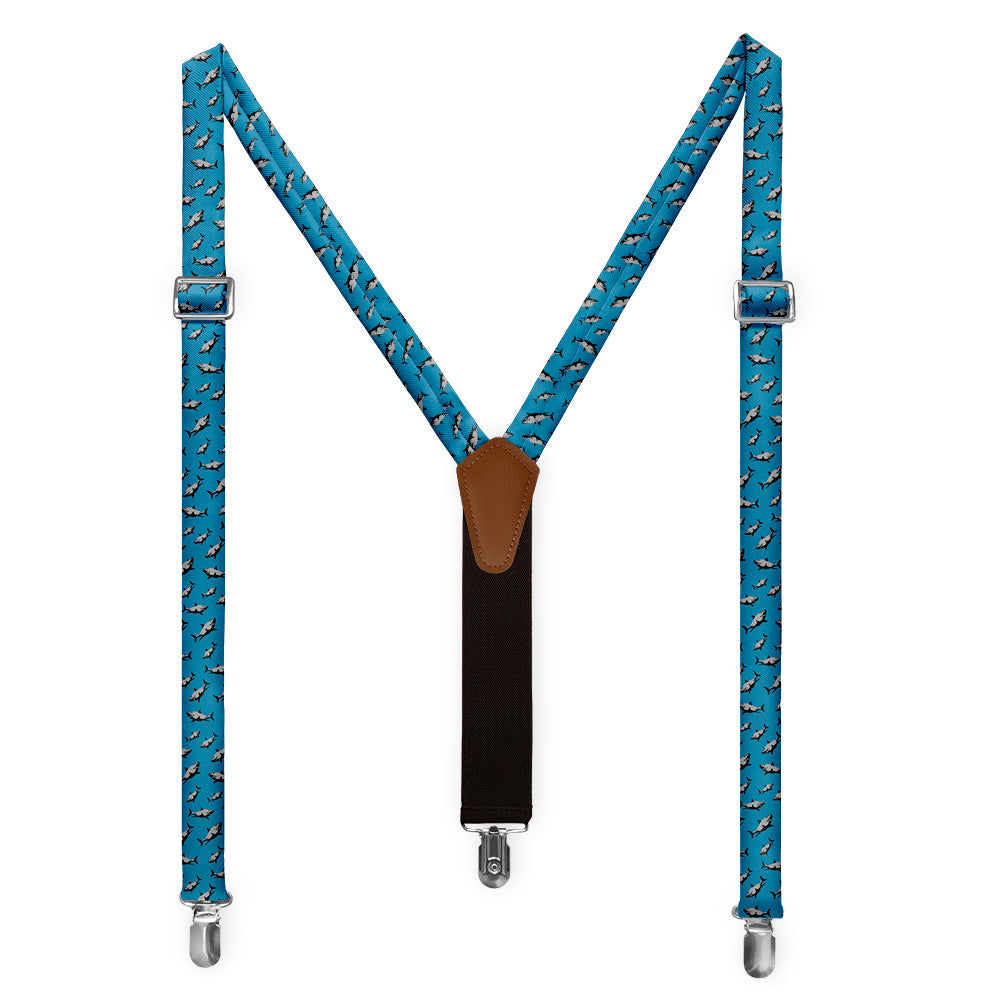 Sharks Suspenders - Full Front View - Knotty Tie Co.
