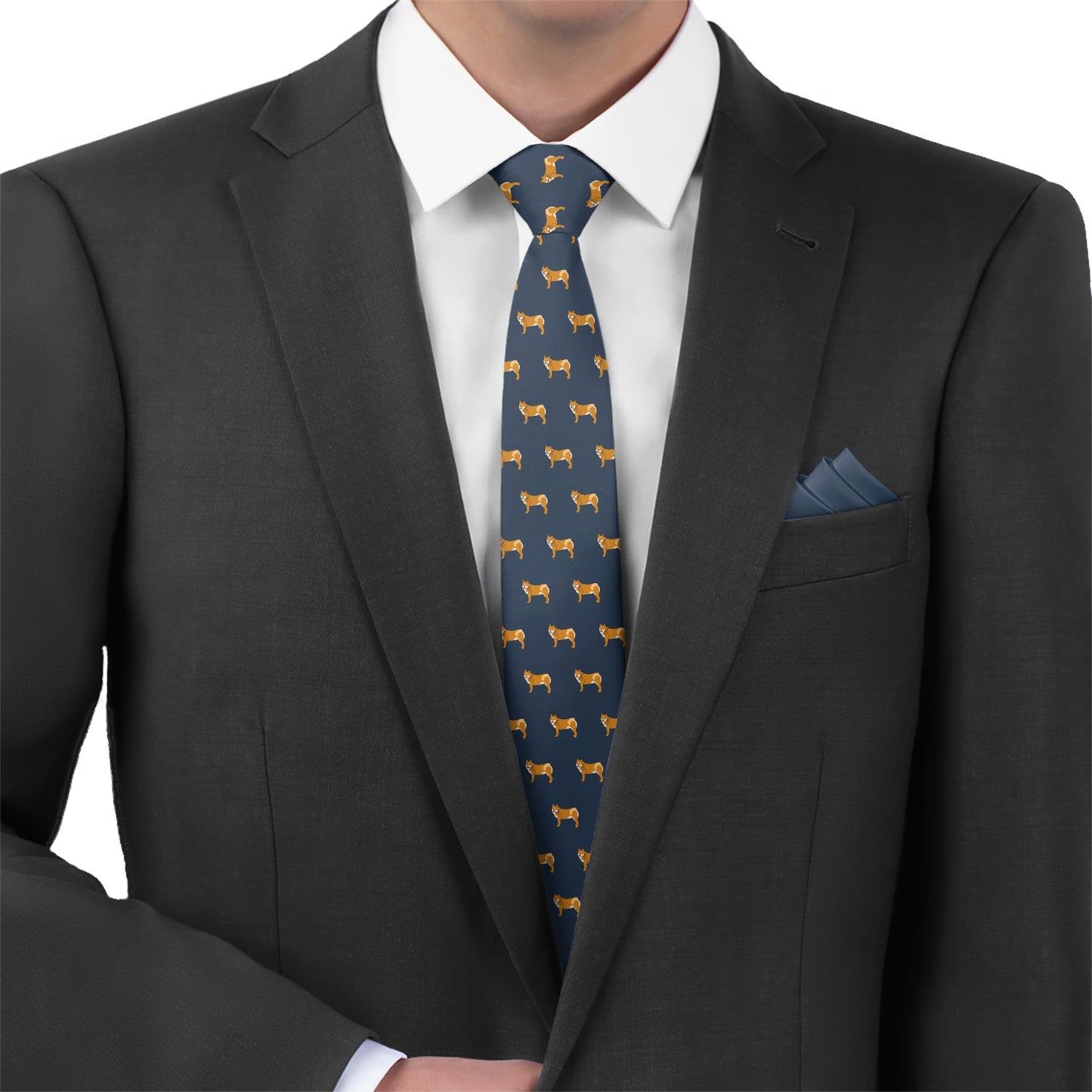 Shiba Inu Necktie - Matching Pocket Square - Knotty Tie Co.
