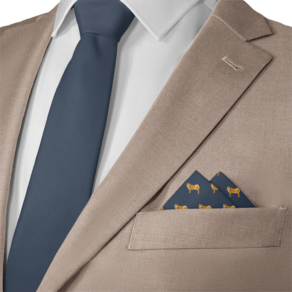 Shiba Inu Pocket Square - Matching Necktie- Knotty Tie Co.