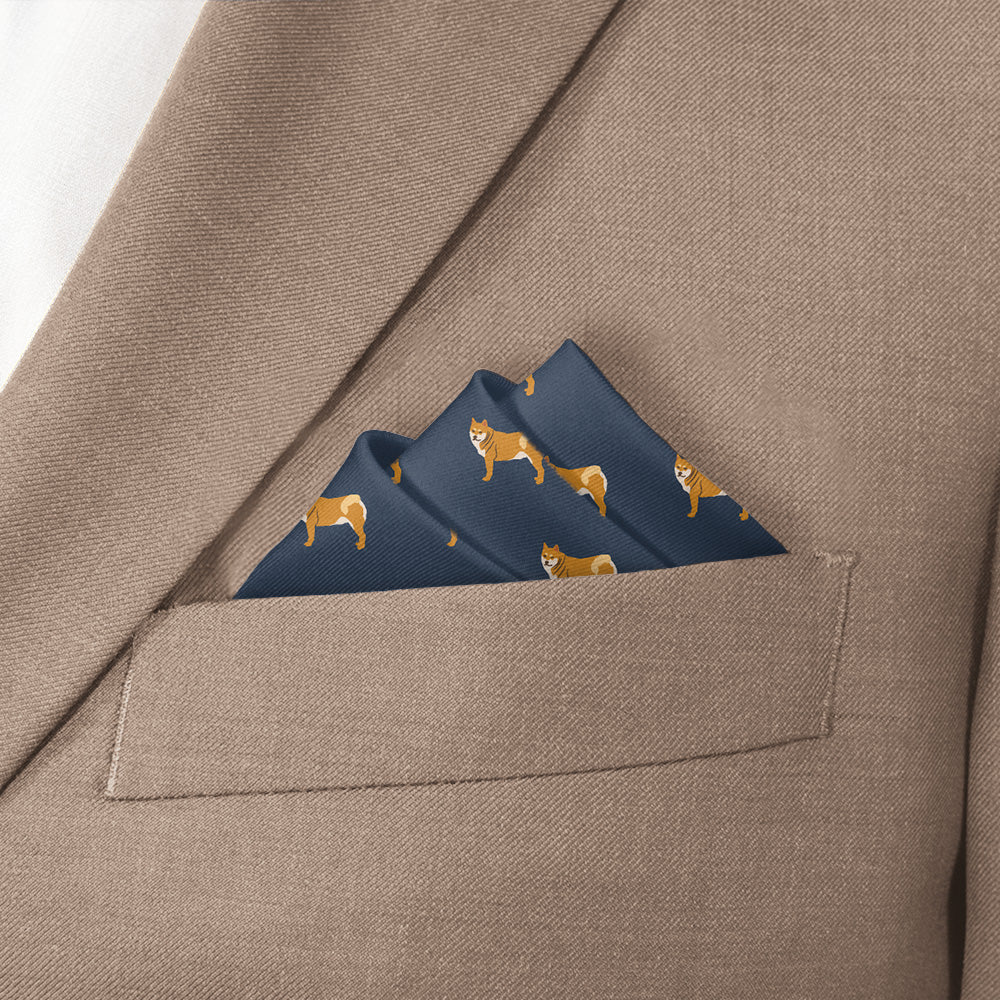 Shiba Inu Pocket Square - Stairs Fold - Knotty Tie Co.