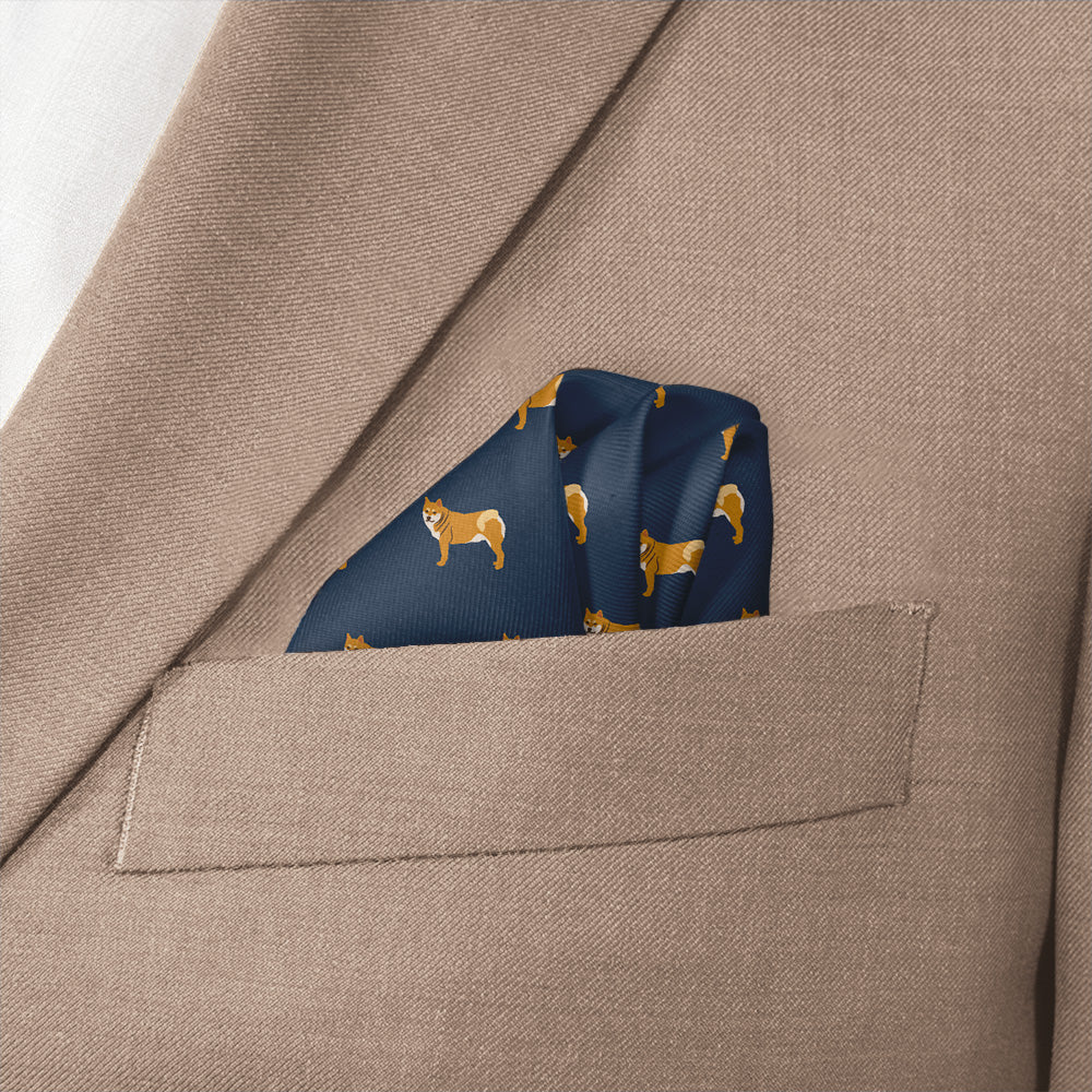 Shiba Inu Pocket Square - Wave Fold - Knotty Tie Co.