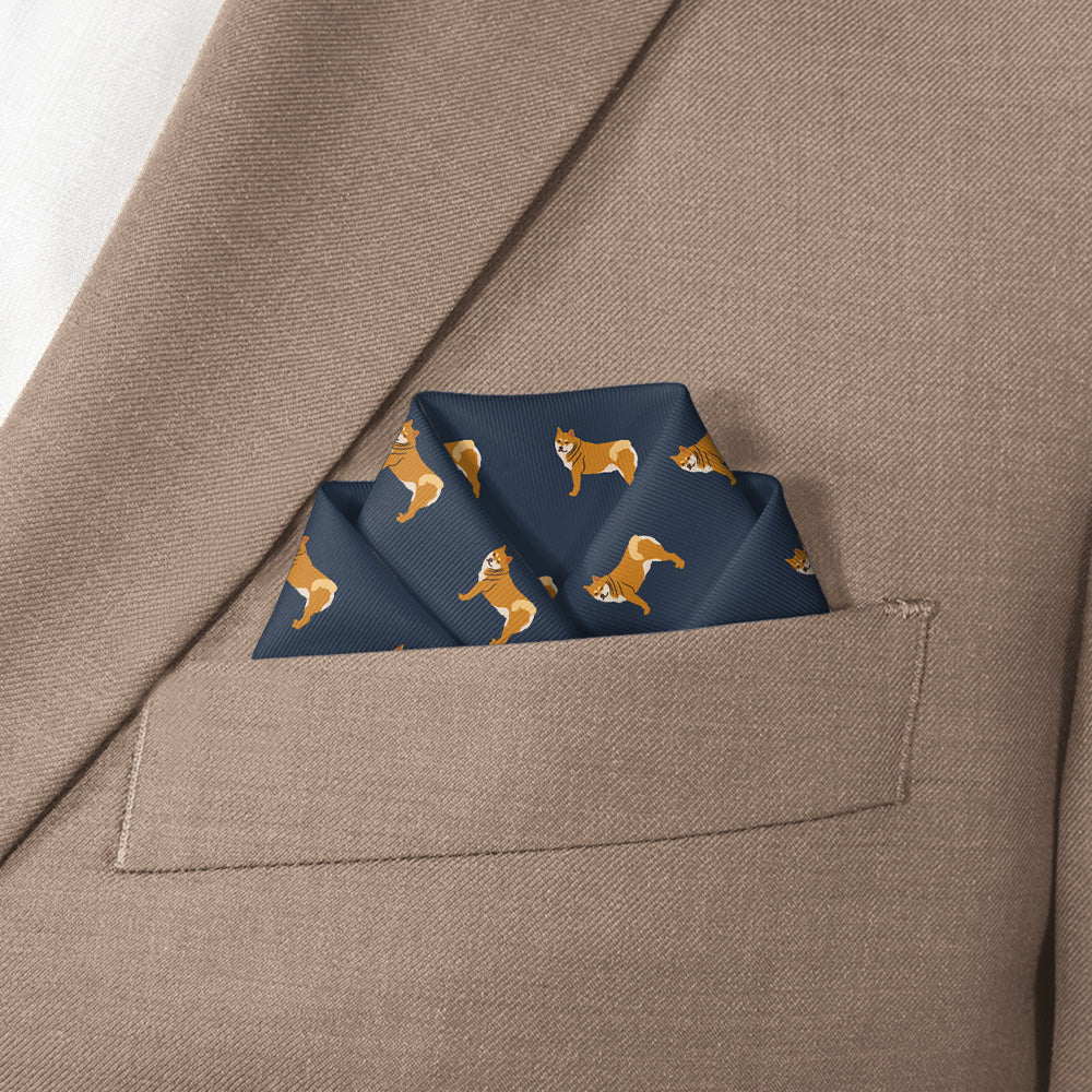Shiba Inu Pocket Square - Scalloped Fold - Knotty Tie Co.