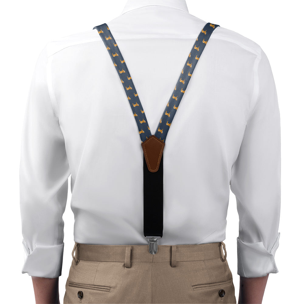 Shiba Inu Suspenders - On Model Front View - Knotty Tie Co.