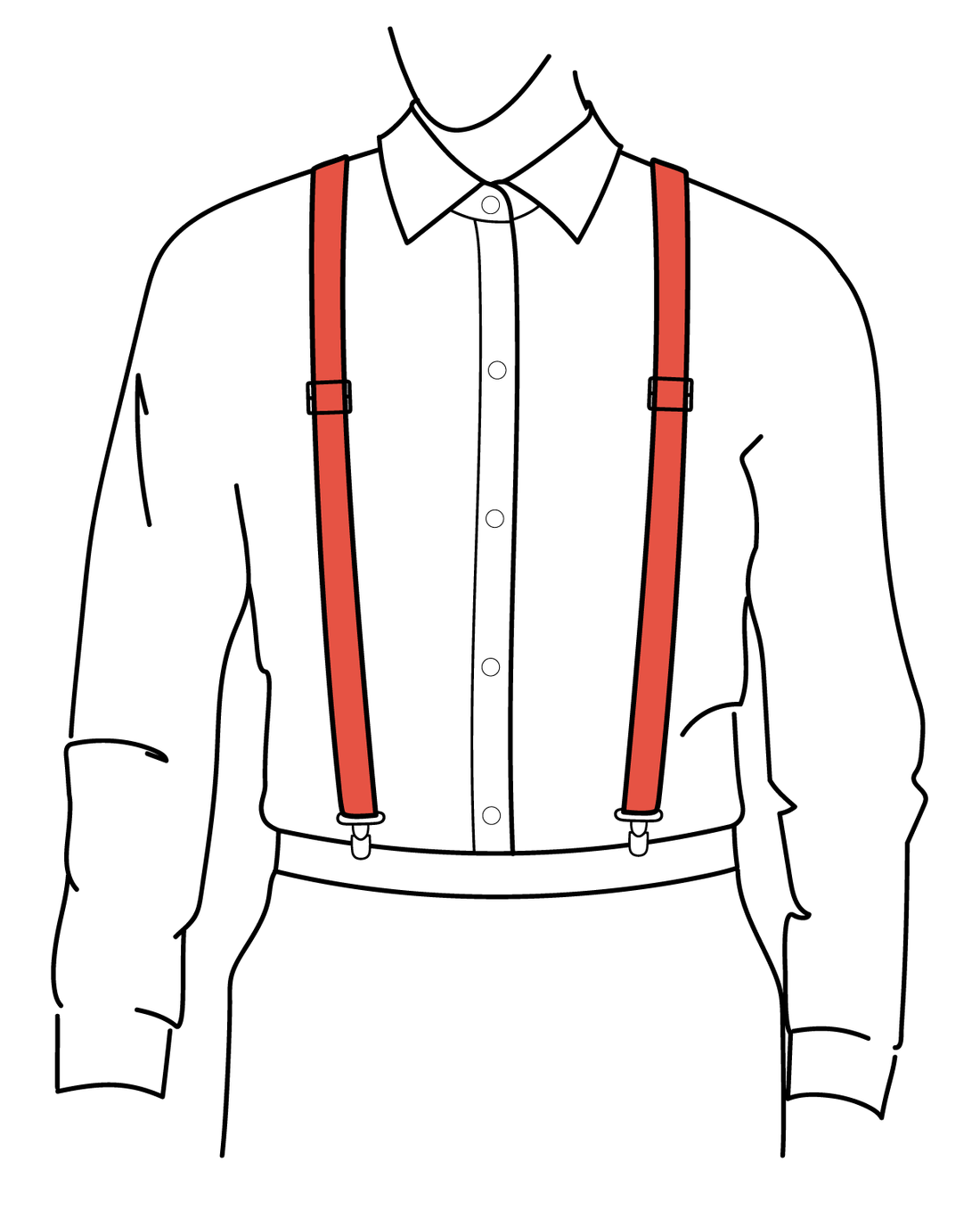 Sketch of average sized man wearing suspenders