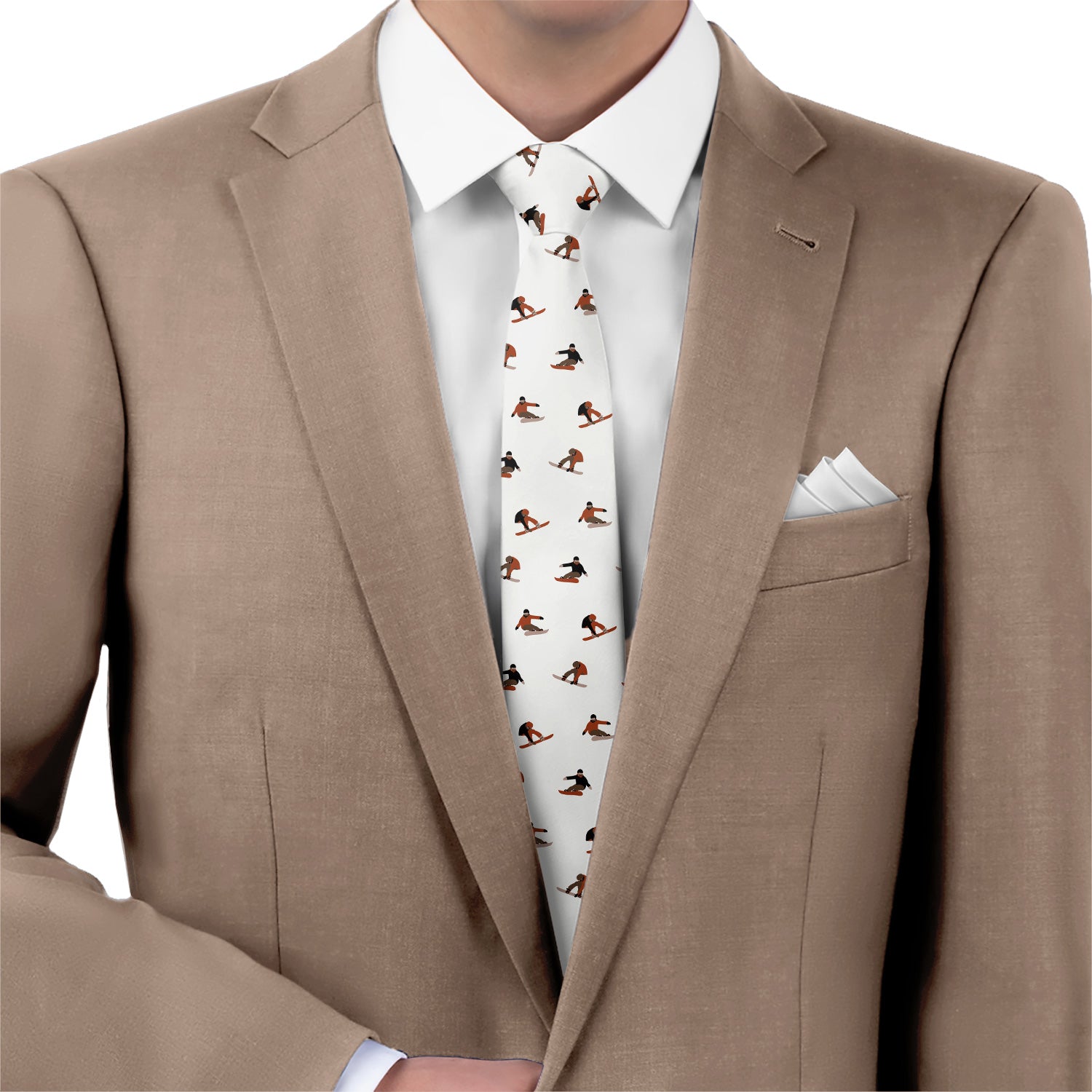 Snowboarding Necktie - Matching Pocket Square - Knotty Tie Co.