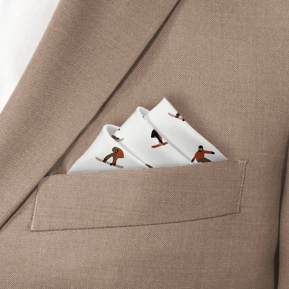 Snowboarding Pocket Square - Stairs Fold - Knotty Tie Co.