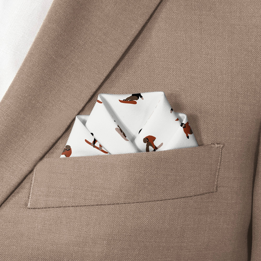Snowboarding Pocket Square - Scalloped Fold - Knotty Tie Co.