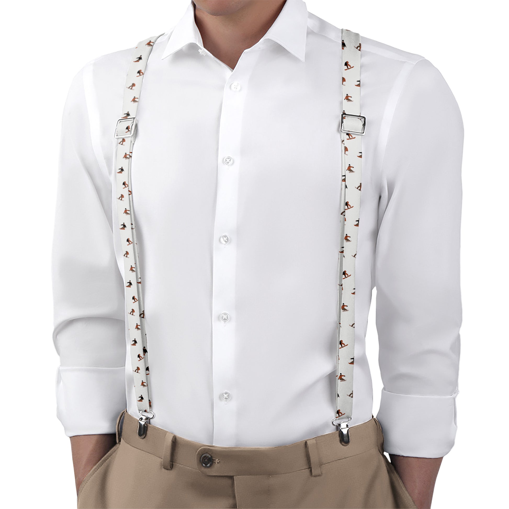 Snowboarding Suspenders - On Model Back View - Knotty Tie Co.