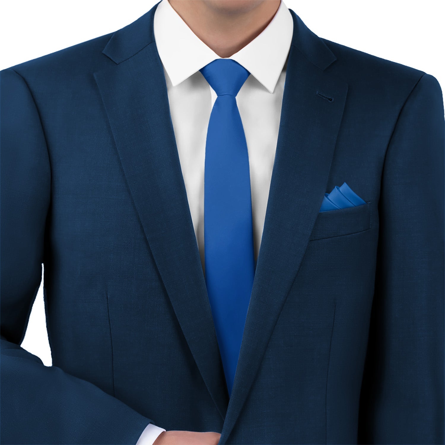 Solid KT Blue Necktie - Matching Pocket Square - Knotty Tie Co.