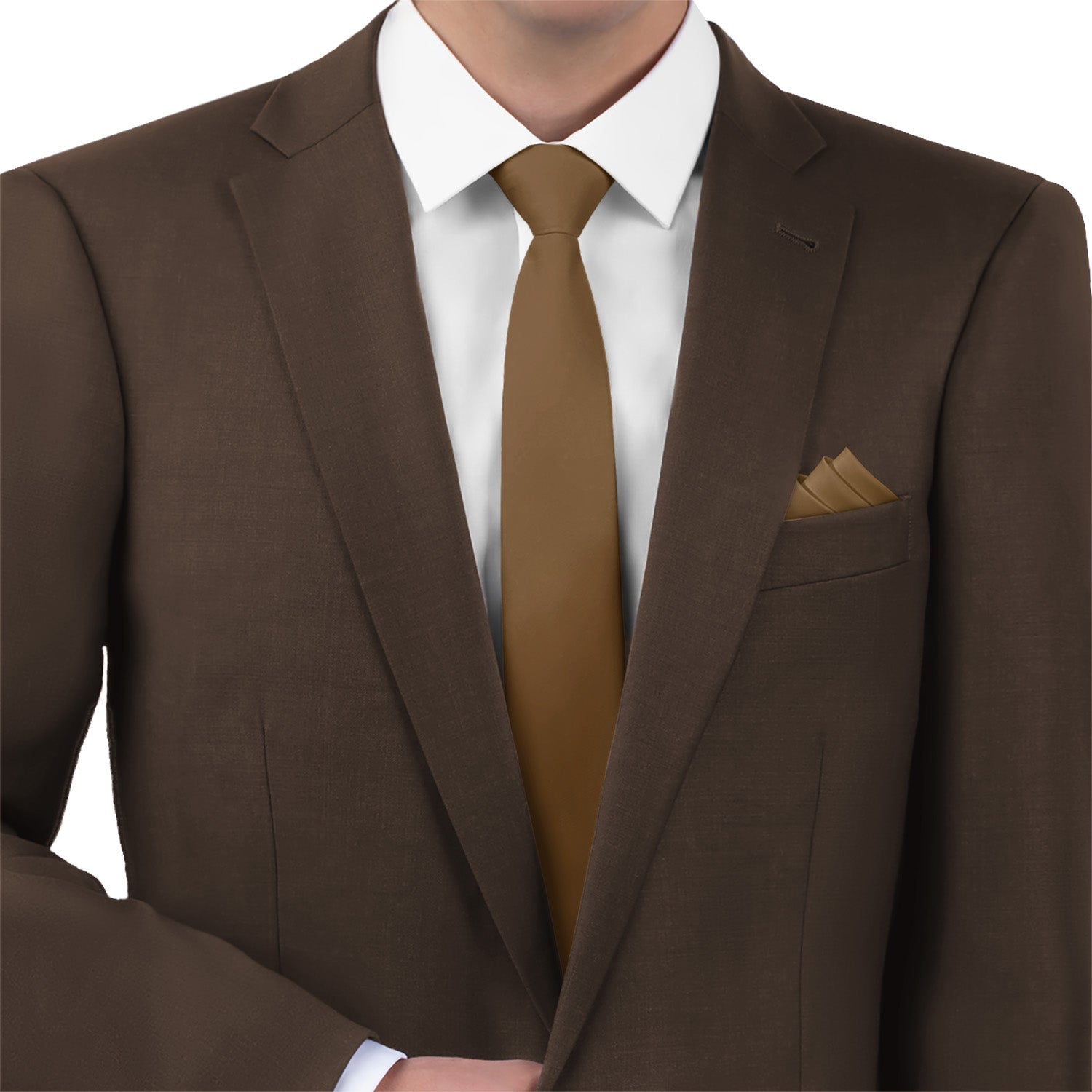 Solid KT Brown Necktie - Matching Pocket Square - Knotty Tie Co.