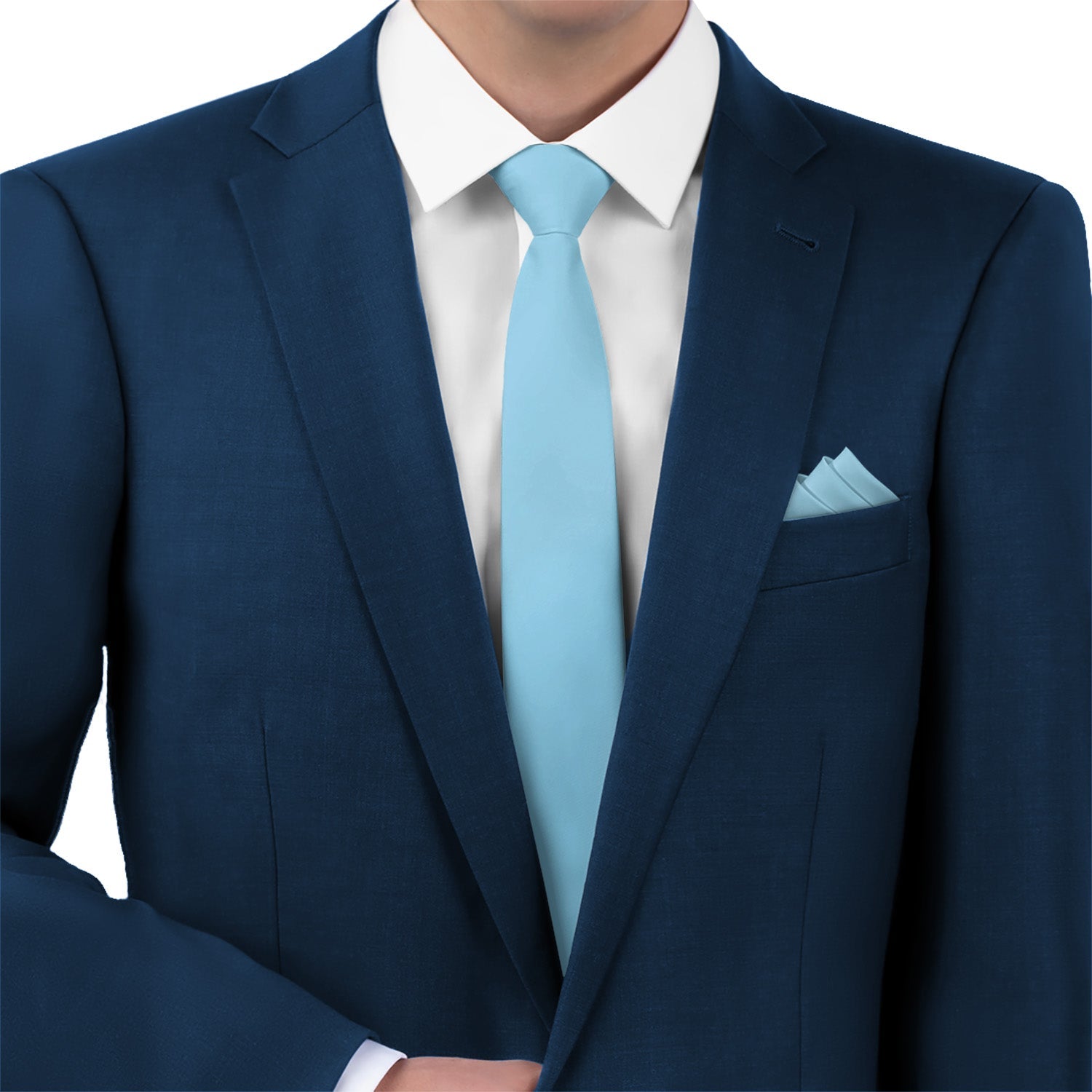 Solid KT Light Blue Necktie - Matching Pocket Square - Knotty Tie Co.