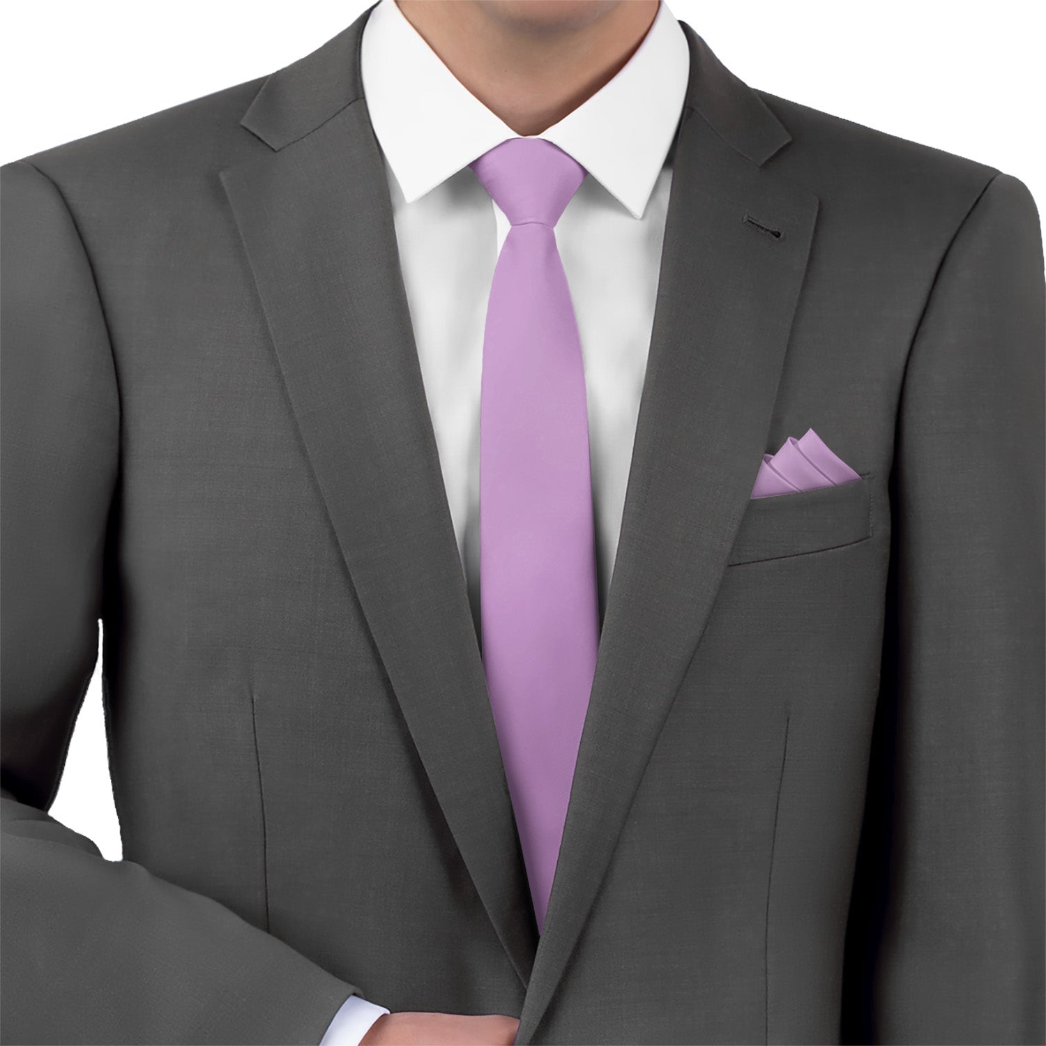 Solid KT Light Purple Necktie - Matching Pocket Square - Knotty Tie Co.