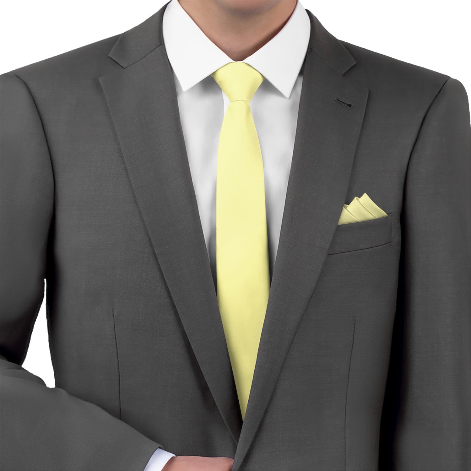 Solid KT Light Yellow Necktie - Matching Pocket Square - Knotty Tie Co.