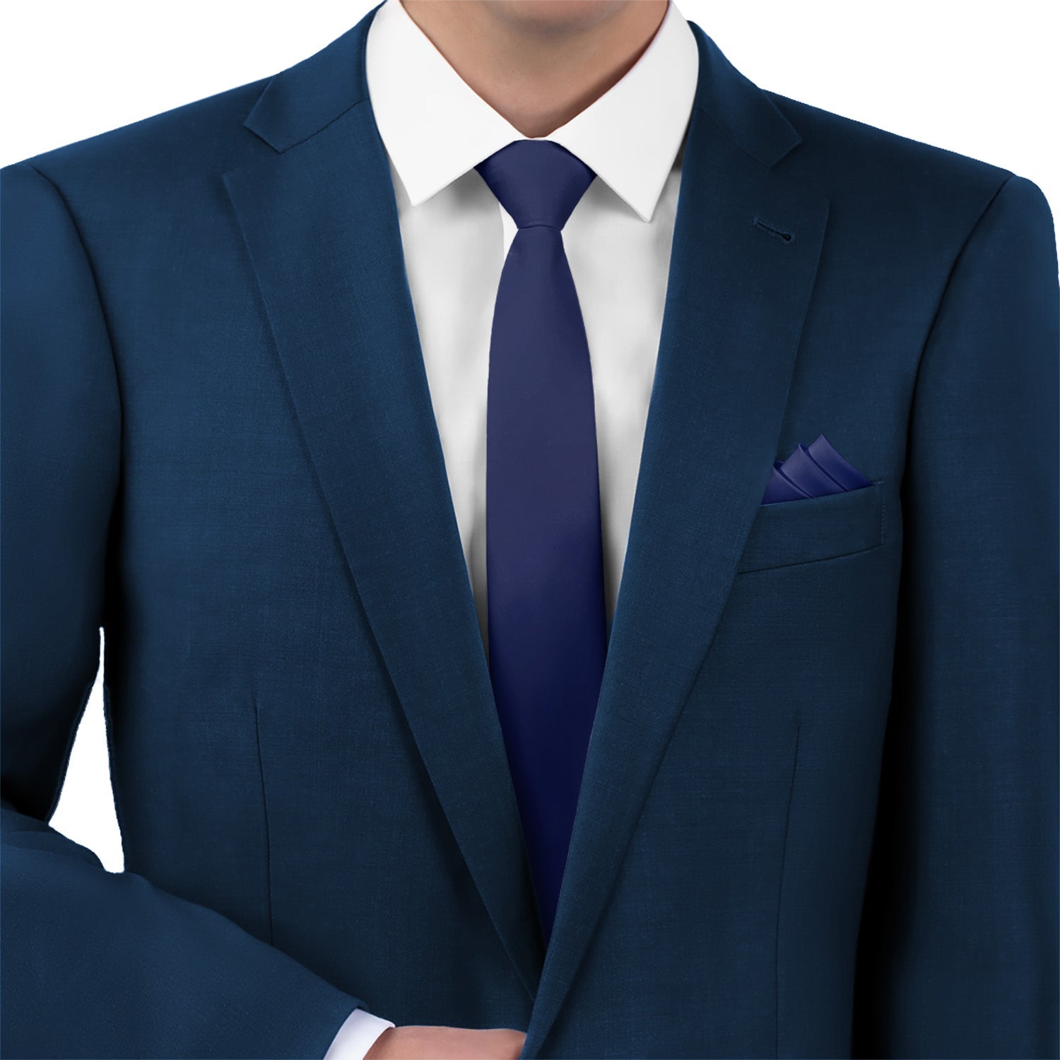 Solid KT Navy Necktie - Matching Pocket Square - Knotty Tie Co.