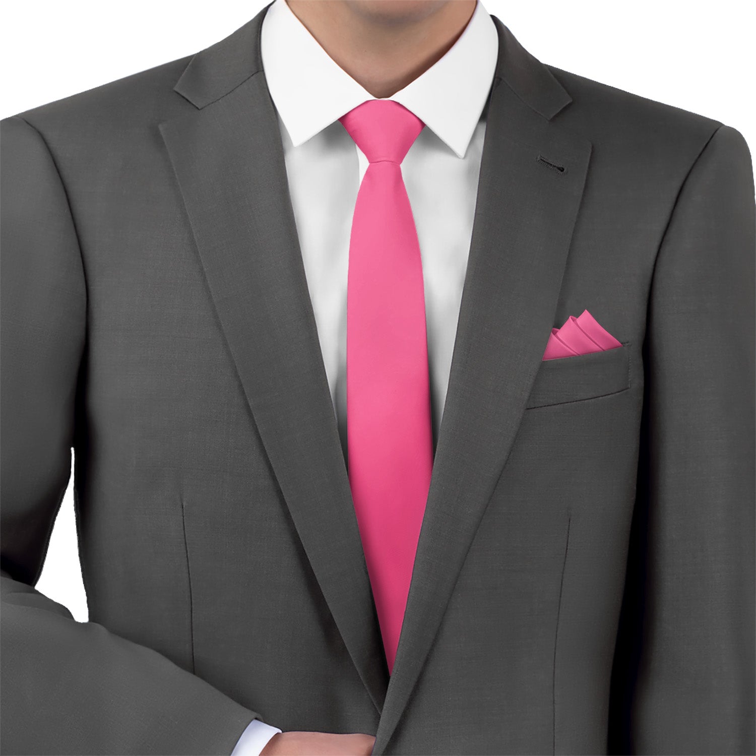 Solid KT Pink Necktie - Matching Pocket Square - Knotty Tie Co.