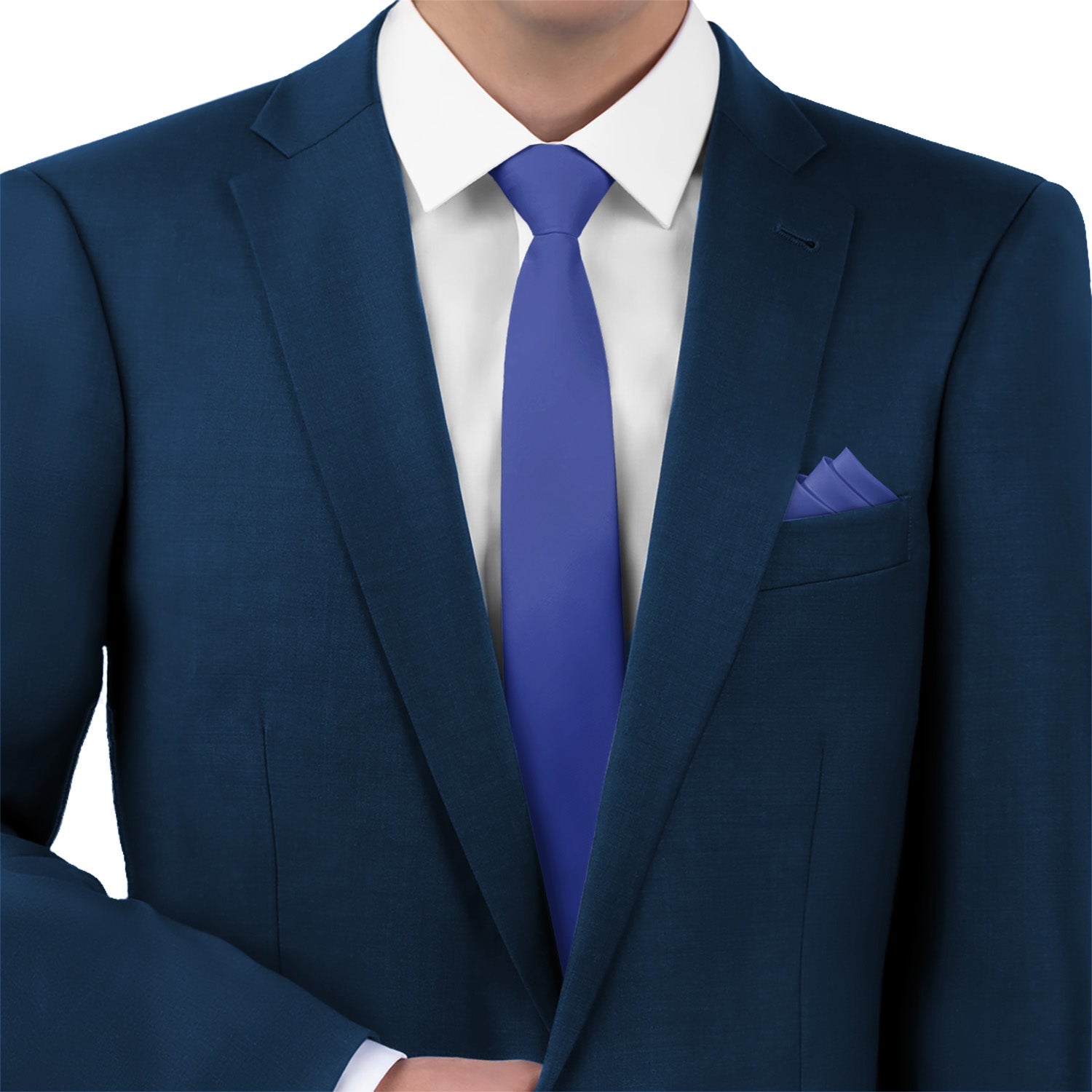 Solid KT Royal Blue Necktie - Matching Pocket Square - Knotty Tie Co.