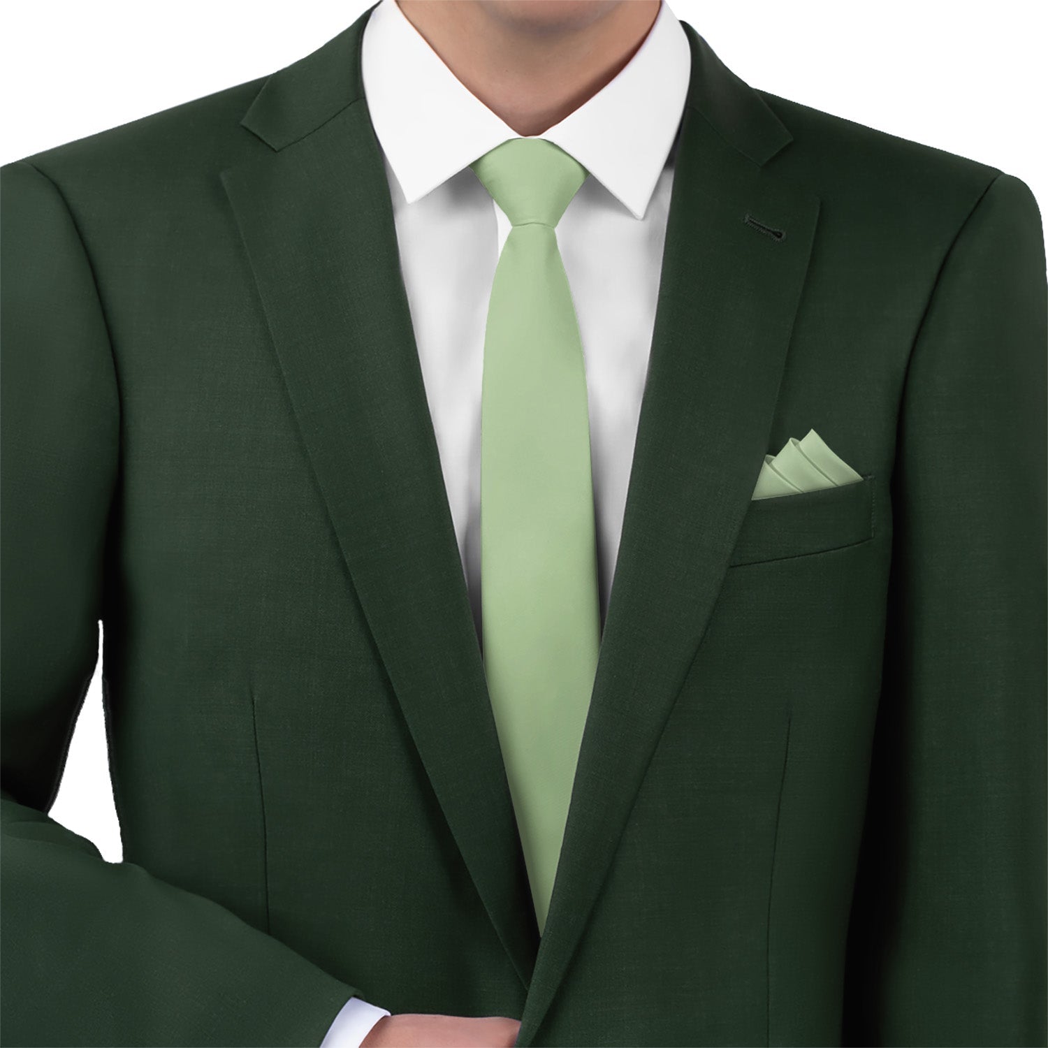 Solid KT Sage Green Necktie - Matching Pocket Square - Knotty Tie Co.