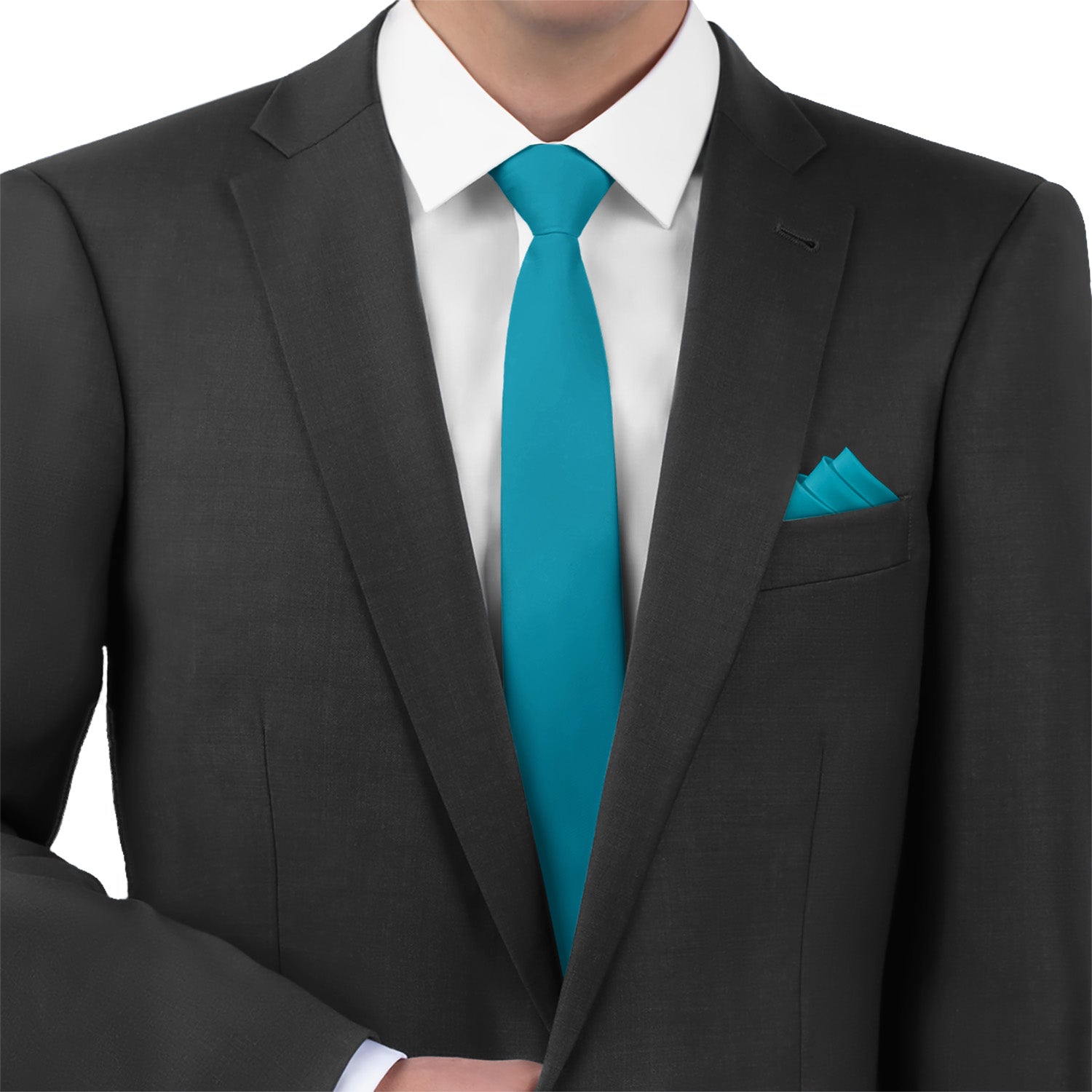 Solid KT Teal Necktie - Matching Pocket Square - Knotty Tie Co.
