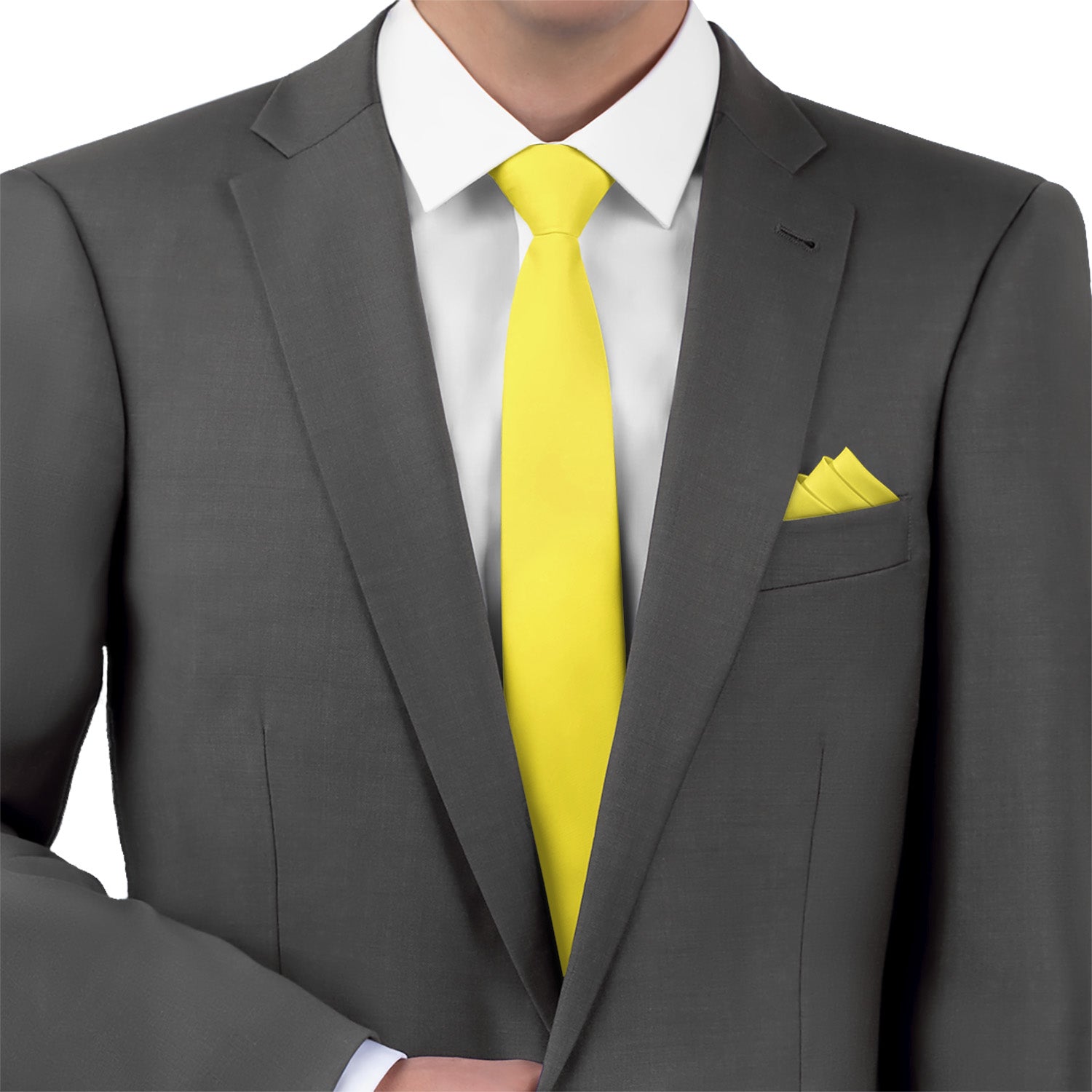 Solid KT Yellow Necktie - Matching Pocket Square - Knotty Tie Co.