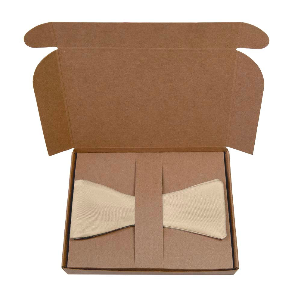 Solid KT Beige Bow Tie- Kraft Gift Box Packaging - Knotty Tie Co.