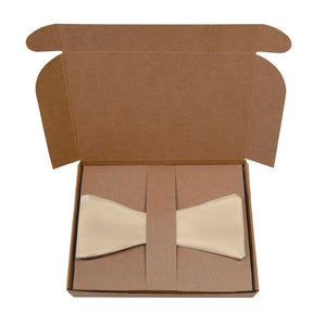 Solid KT Beige Bow Tie- Kraft Gift Box Packaging - Knotty Tie Co.