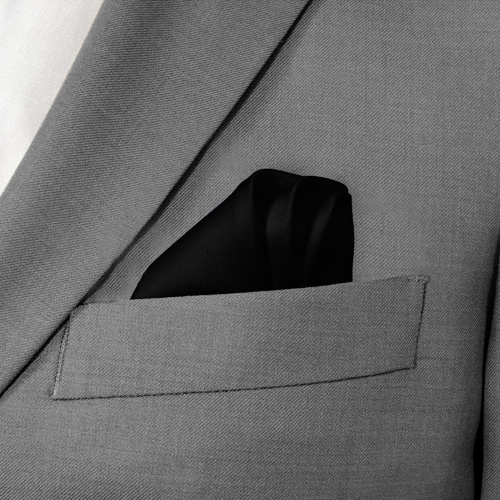 Solid KT Black Pocket Square - Wave Fold - Knotty Tie Co.