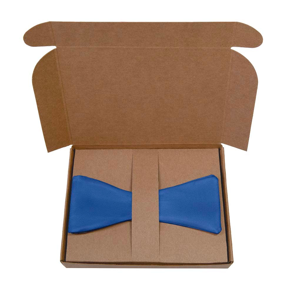 Solid KT Blue Bow Tie- Kraft Gift Box Packaging - Knotty Tie Co.