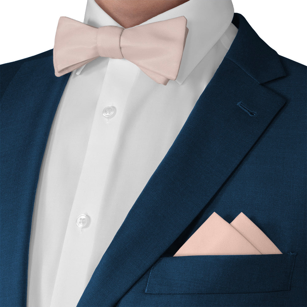 Solid KT Blush Pink Pocket Square - Matching Bow Tie - Knotty Tie Co.