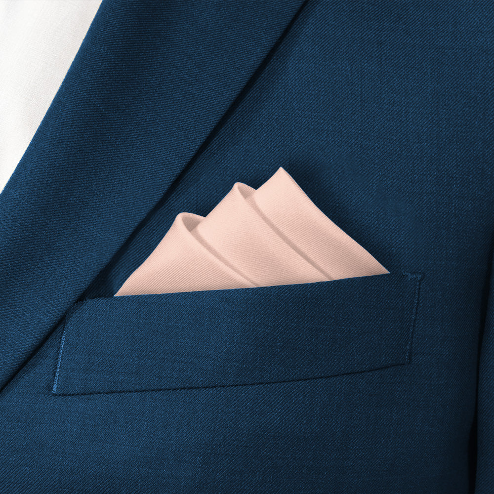 Solid KT Blush Pink Pocket Square - Stairs Fold - Knotty Tie Co.