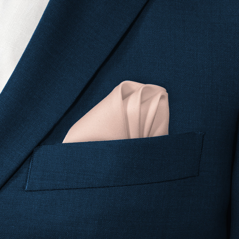 Solid KT Blush Pink Pocket Square - Wave Fold - Knotty Tie Co.