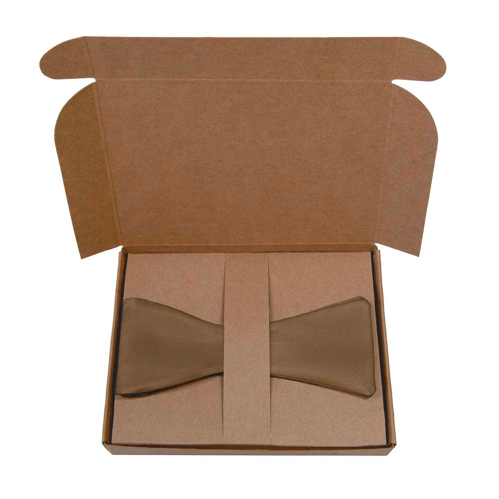 Solid KT Brown Bow Tie- Kraft Gift Box Packaging - Knotty Tie Co.