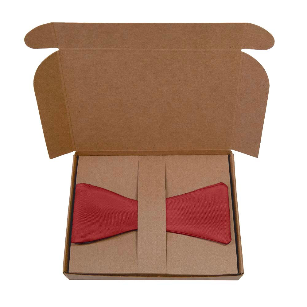 Solid KT Burgundy Bow Tie- Kraft Gift Box Packaging - Knotty Tie Co.