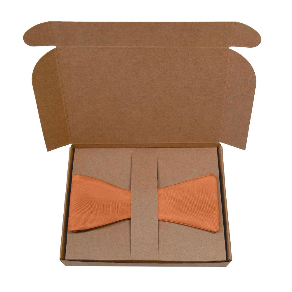 Solid KT Burnt Orange Bow Tie- Kraft Gift Box Packaging - Knotty Tie Co.
