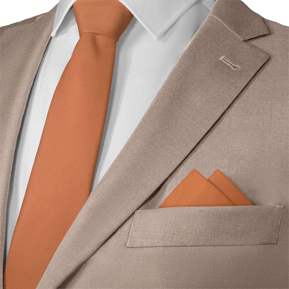 Solid KT Burnt Orange Pocket Square - Matching Necktie- Knotty Tie Co.