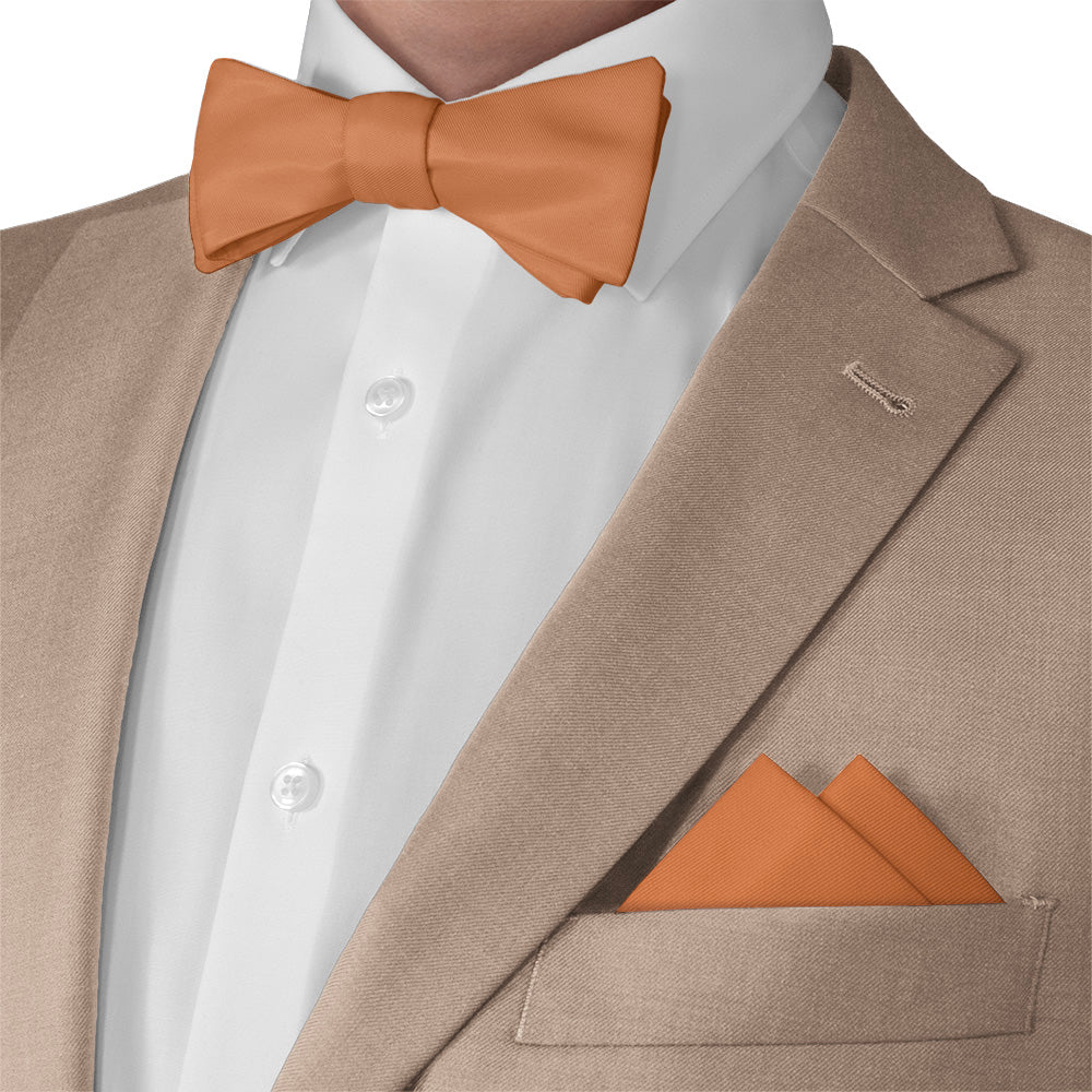 Solid KT Burnt Orange Pocket Square - Matching Bow Tie - Knotty Tie Co.