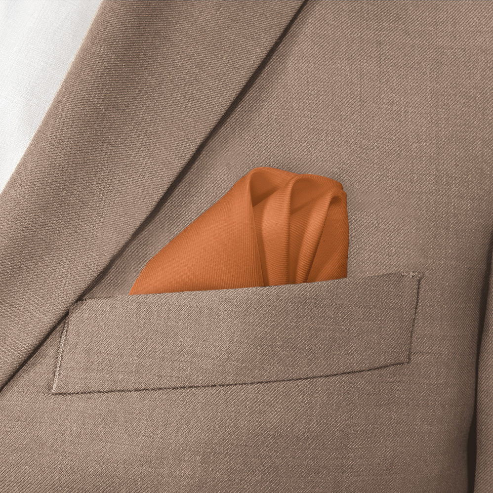 Solid KT Burnt Orange Pocket Square - Wave Fold - Knotty Tie Co.