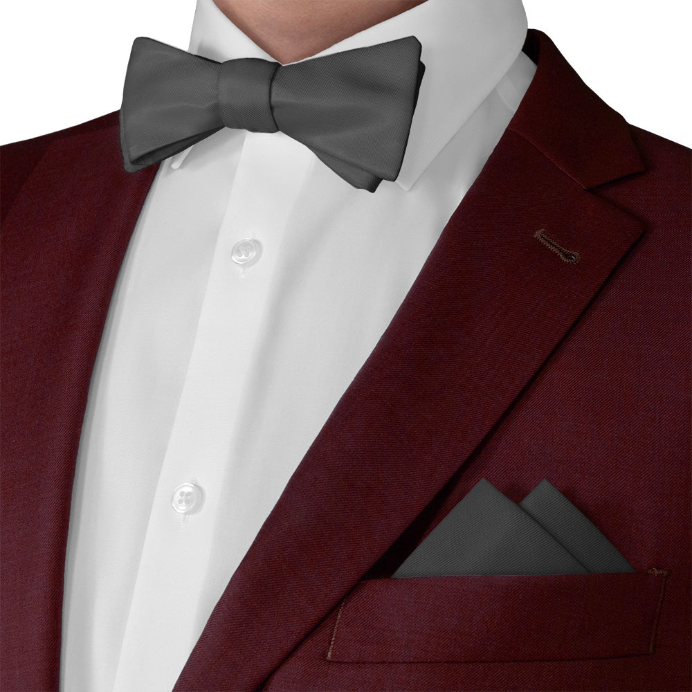 Solid KT Charcoal Pocket Square - Matching Bow Tie - Knotty Tie Co.