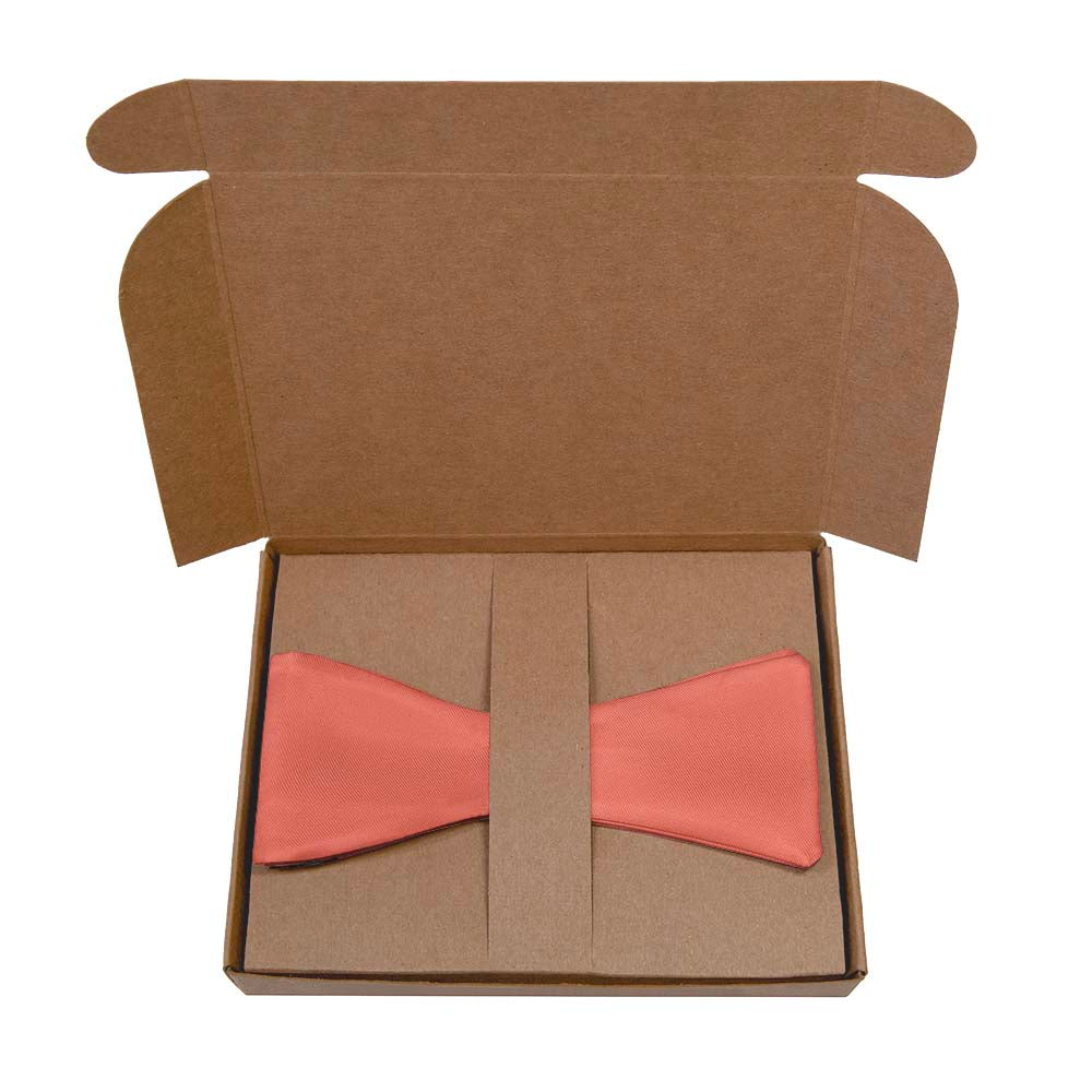 Solid KT Coral Bow Tie- Kraft Gift Box Packaging - Knotty Tie Co.