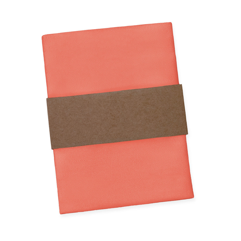 Solid KT Coral Pocket Square - Packaging - Knotty Tie Co.