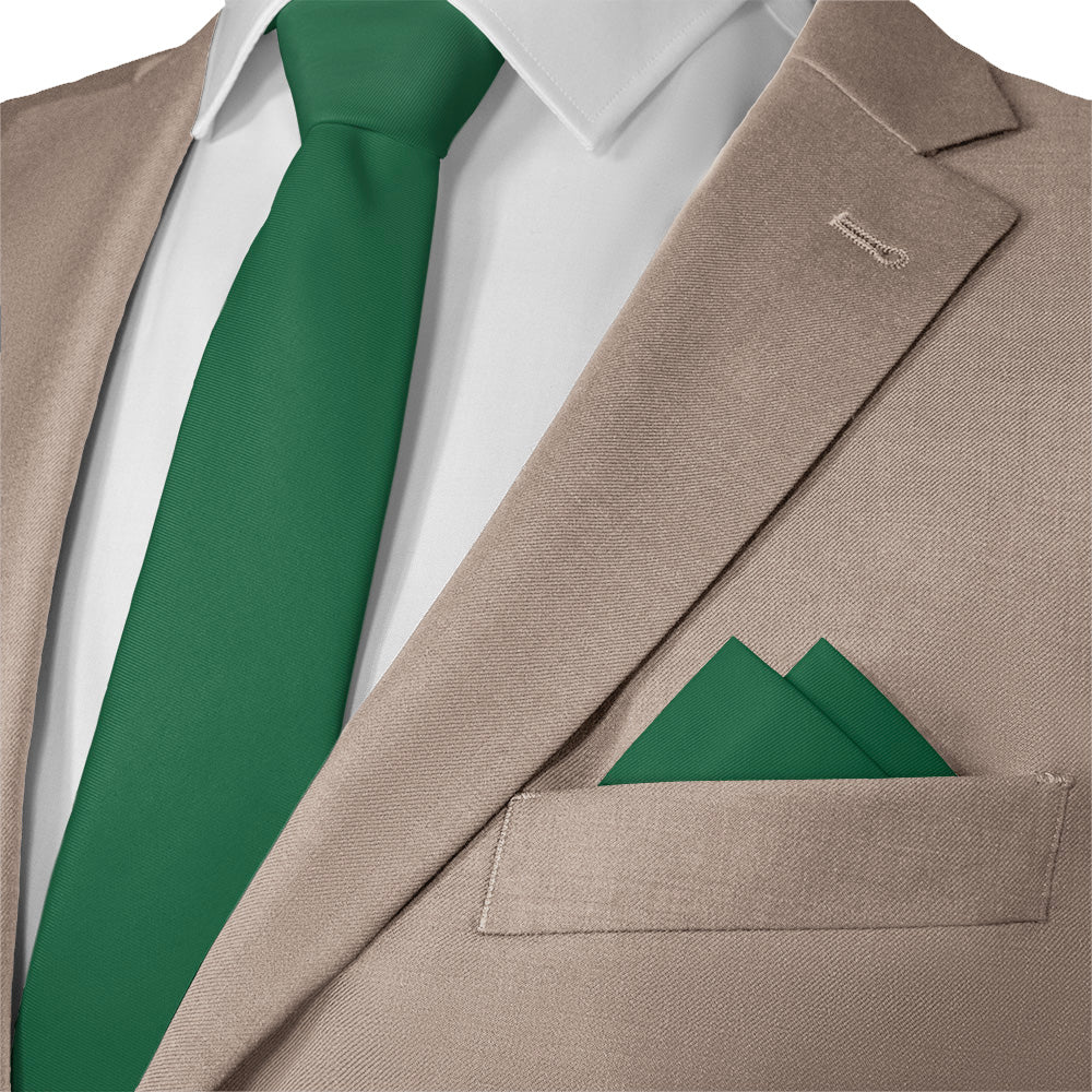 Solid KT Dark Green Pocket Square - Matching Necktie- Knotty Tie Co.