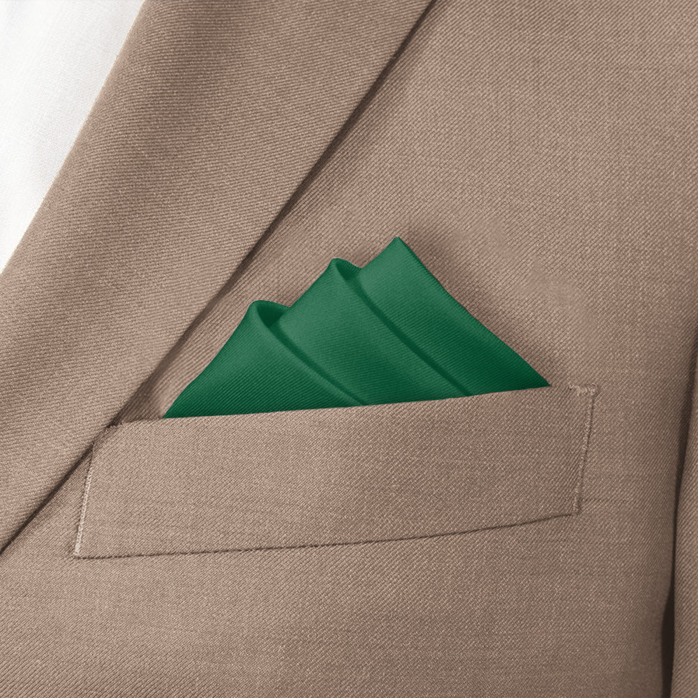 Solid KT Dark Green Pocket Square - Stairs Fold - Knotty Tie Co.