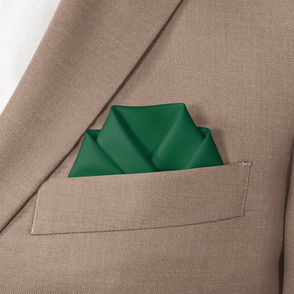 Solid KT Dark Green Pocket Square - Scalloped Fold - Knotty Tie Co.