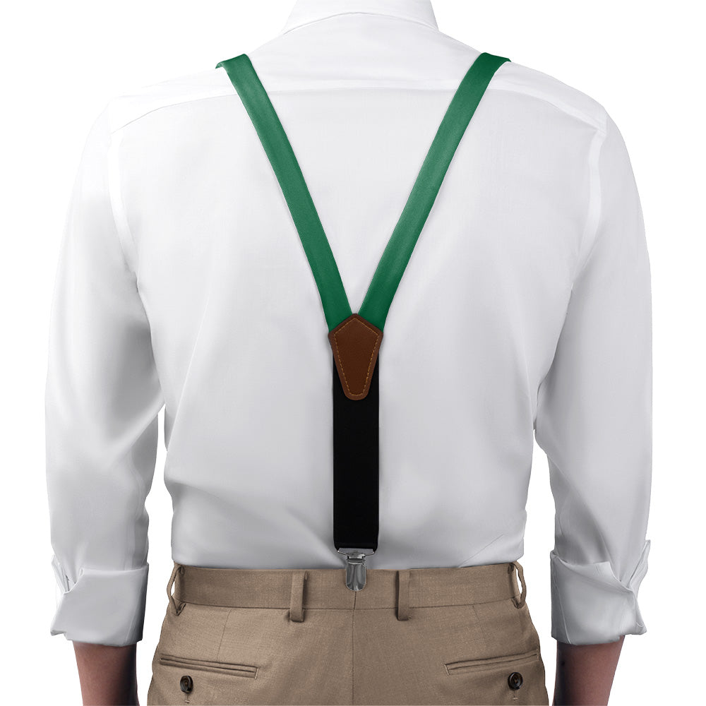 Solid KT Dark Green Suspenders - On Model Front View - Knotty Tie Co.