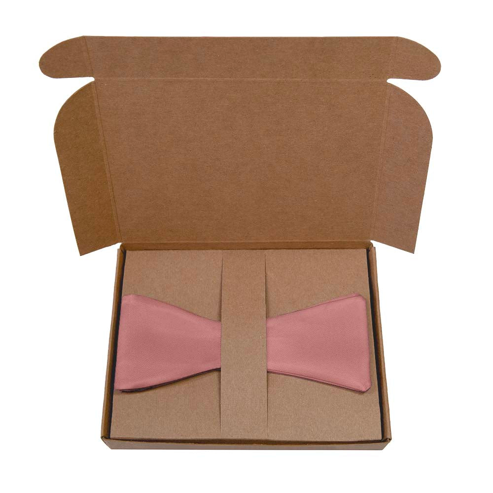 Solid KT Dusty Pink Bow Tie- Kraft Gift Box Packaging - Knotty Tie Co.
