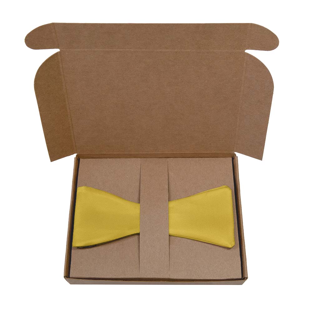 Solid KT Gold Bow Tie- Kraft Gift Box Packaging - Knotty Tie Co.
