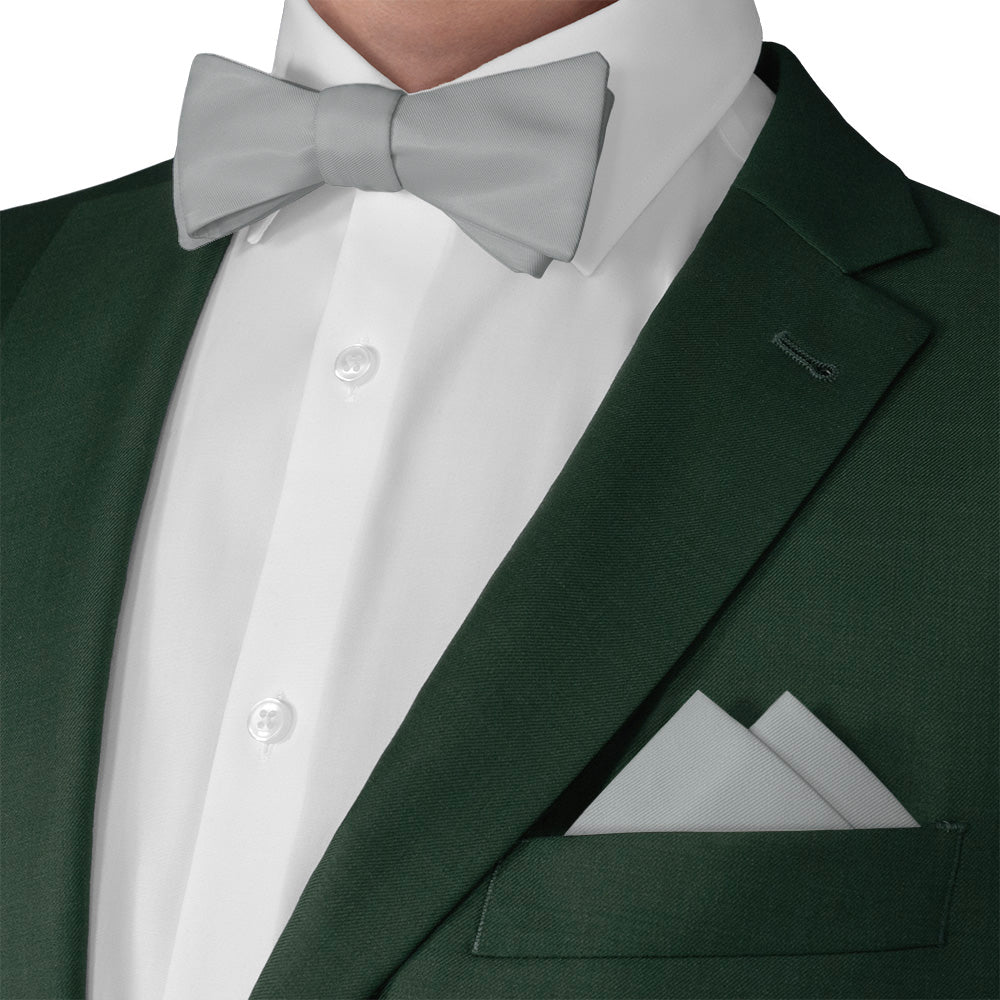 Solid KT Gray Pocket Square - Matching Bow Tie - Knotty Tie Co.