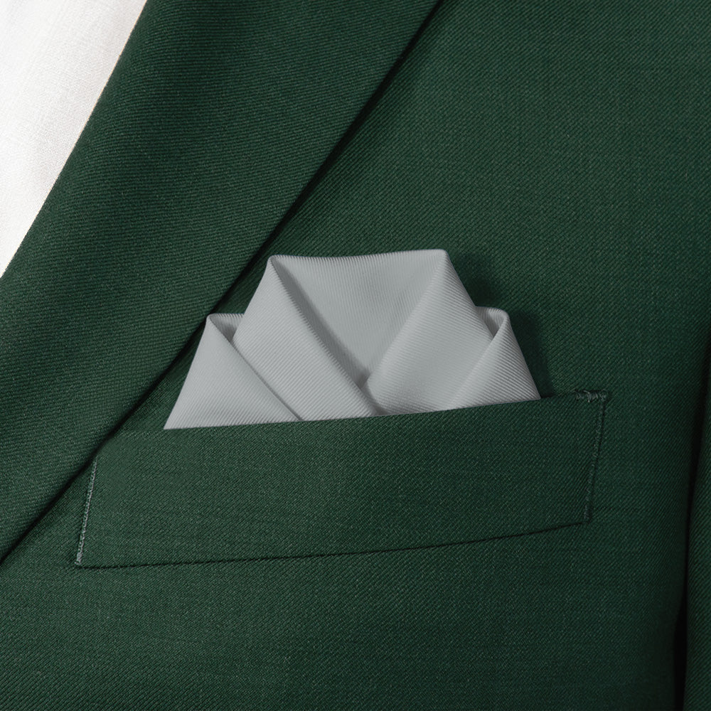 Solid KT Gray Pocket Square - Scalloped Fold - Knotty Tie Co.