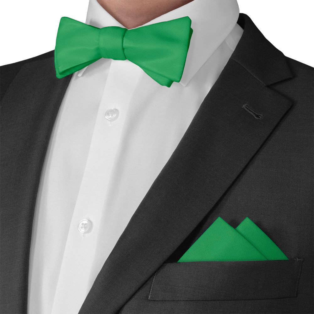 Solid KT Green Pocket Square - Matching Bow Tie - Knotty Tie Co.