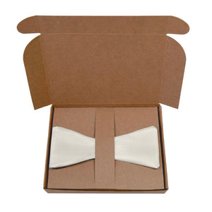 Solid KT Ivory Bow Tie- Kraft Gift Box Packaging - Knotty Tie Co.